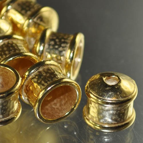 End Cap Hammered Cup - ID 9mm - Bright Goldtone