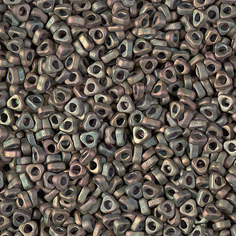 Miyuki Triangle Spacer Beads - 2.8mm - Matte Metallic Khaki Iris