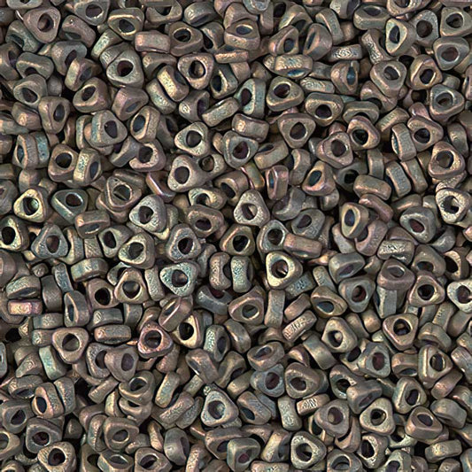 Miyuki Triangle Spacer Beads - 2.8mm - Matte Metallic Khaki Iris