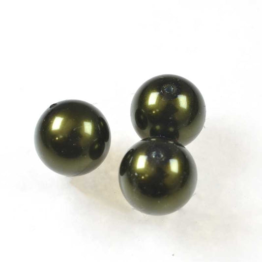 Preciosa (tm) Pearl - 10mm - Round - Dark Green