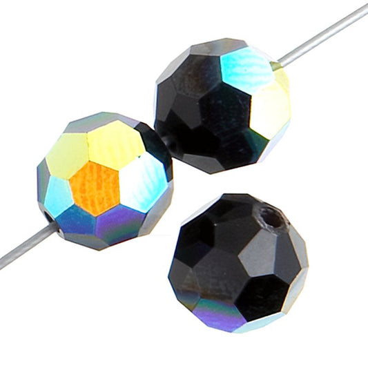 Preciosa Crystal - 3mm Faceted Round - Jet AB (40)