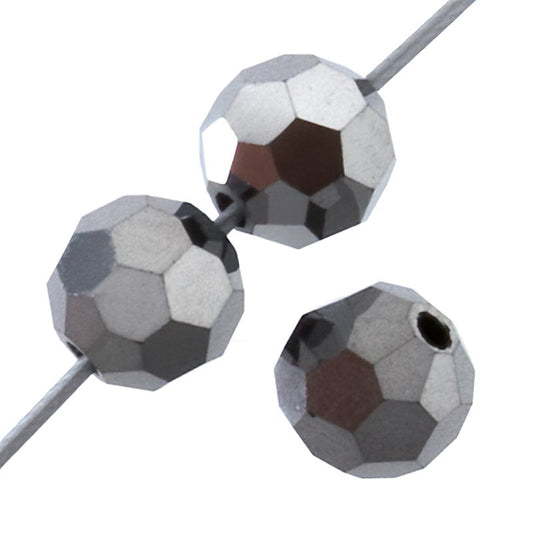 Preciosa Crystal - 4mm Faceted Round - Hematite Fullcoat (40)