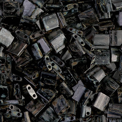 Miyuki -  Tila - Opaque Jet/Turquoise Picasso (5g)