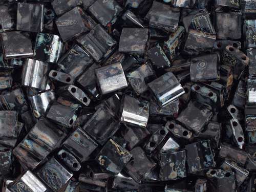 Miyuki -  Tila - Black Turquoise Picasso Opaque  (50g)