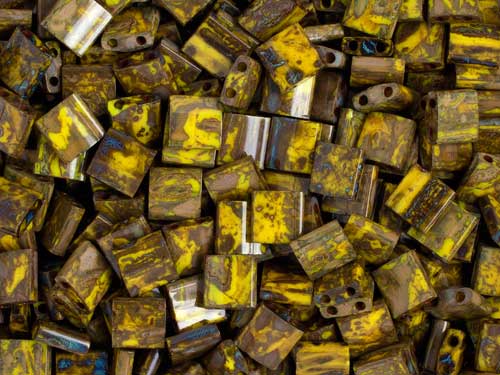 Miyuki -  Tila - Yellow Brown Picasso Opaque  (50g)