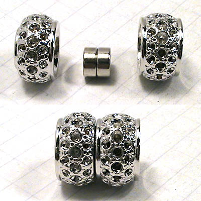 Magnetic Clasp Crystal Barrel - Rhodium Plated