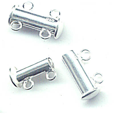 Magnetic Clasp Slide Tube - 2-Strand - Sterling