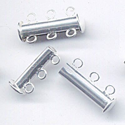 Magnetic Clasp Slide Tube - 3-Strand - Sterling
