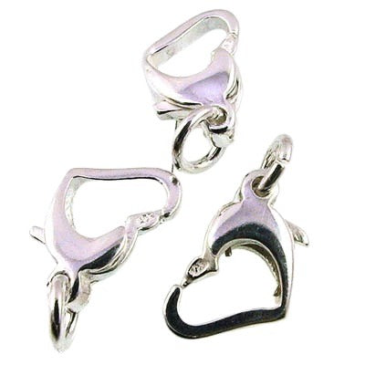 Spring Ring Clasp Dolphin Heart - 12mm - Sterling