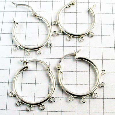 Earring - 20mm 5-Loop Lever Hoop - Sterling (pair)