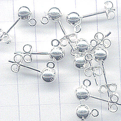 Earring - 5mm Ball Stud with Loop and Clutch - Sterling (pair)