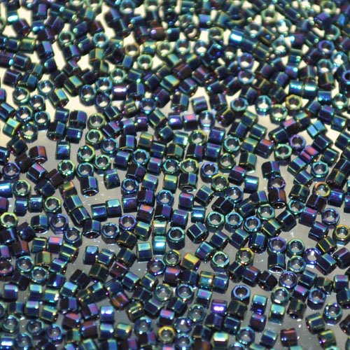 Delica 11/0 Hex-cut Beads - db0005c - Black AB 5.2g