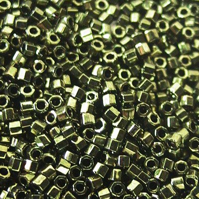 Delica 11/0 Hex-cut Beads - db0011c - Metallic Olive 5.2g