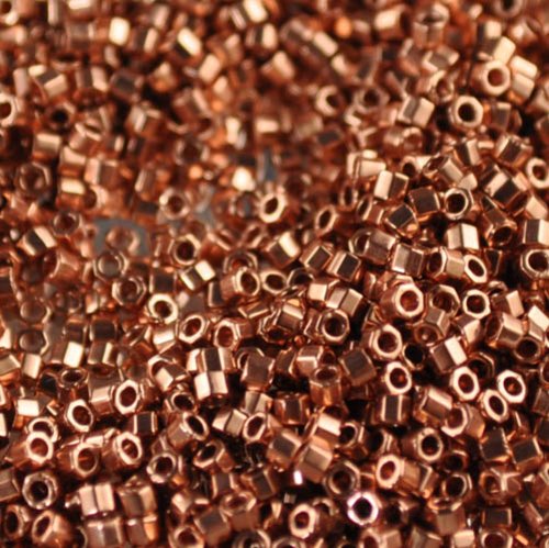 Delica 11/0 Hex-cut Beads - db0040c - Bright Copper Plated 7.6g