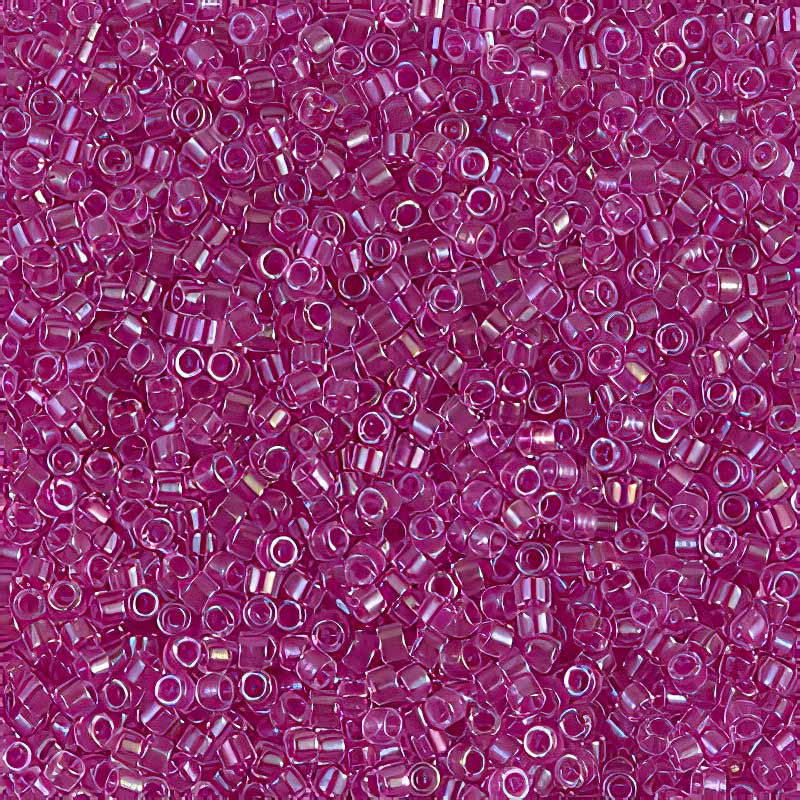Delica 11/0 Beads - db0074 - Colour Lined Crystal Fuchsia AB 5.2g