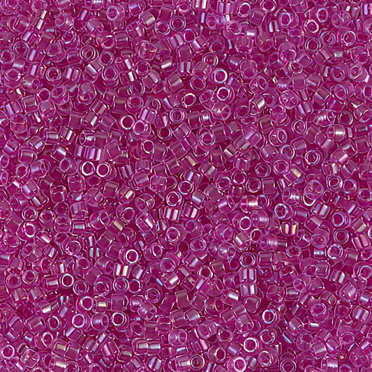 Delica Beads 11/0 - db0074b - Colour Lined Crystal Fuchsia AB 50g