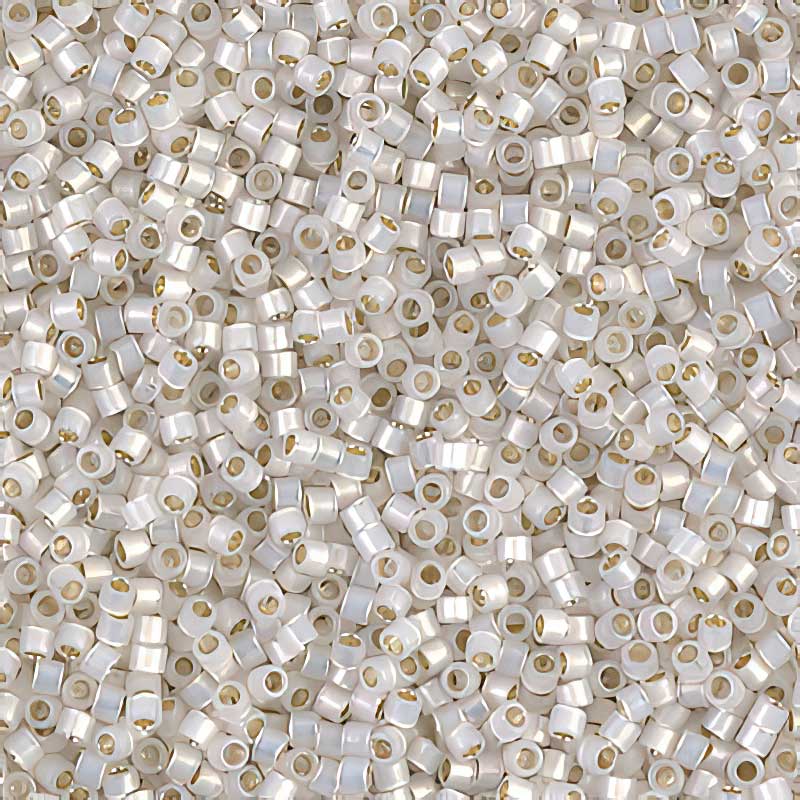 Delica Beads 11/0 - db0221b - Gilt Lined White Opal 50g