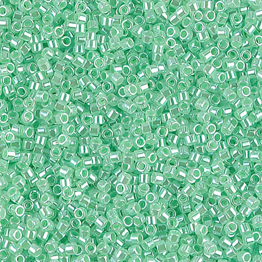 Delica 11/0 Beads - db0237 - Lined Crystal/Light Green 5.2g