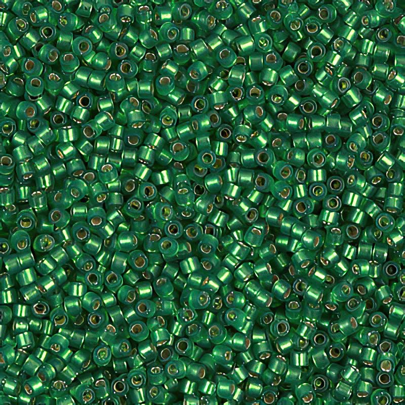 Delica Beads 11/0 - db0688b - Semi-Matte Silver Lined Medium Green 50g