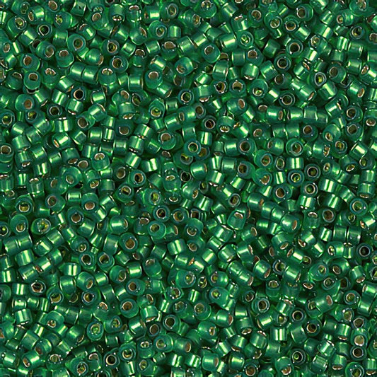 Delica Beads 11/0 - db0688b - Semi-Matte Silver Lined Medium Green 50g