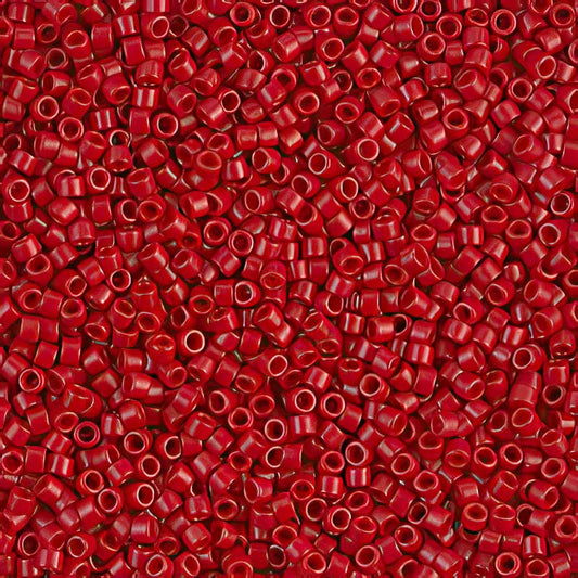 Delica 11/0 Beads - db0791 - Semi-Matte Dyed Fire Engine Red 5.2g