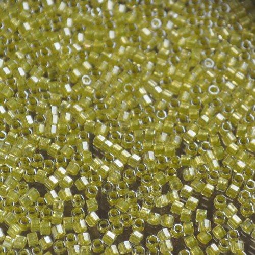 Delica 11/0 Hex-cut Beads - db0910c - Sparkle Yellow Green Lined Crystal 7.5g