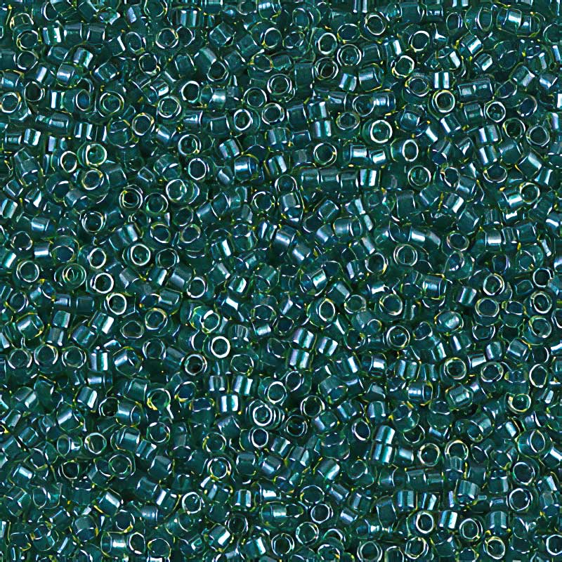 Delica Beads 11/0 - db0919b - Sparkling Dark Teal Lined Chartreuse 50g