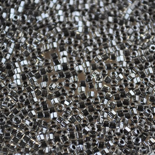 Delica 11/0 Hex-cut Beads - db0925c - Sparkle Charcoal Lined Crystal 7.5g