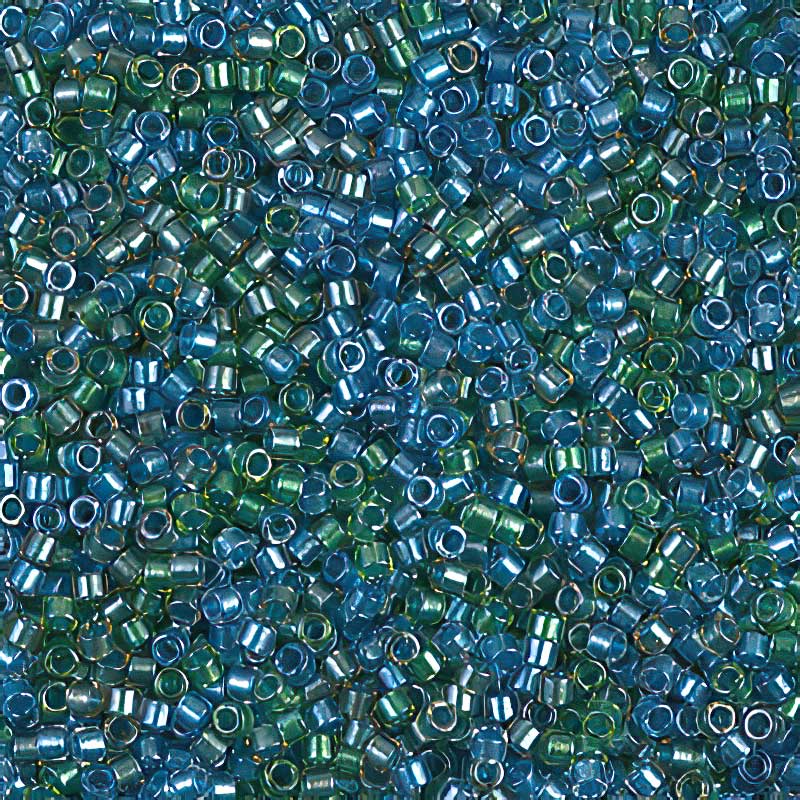 Delica Beads 11/0 - db0985b - Lined Green/Blue Mix 50g