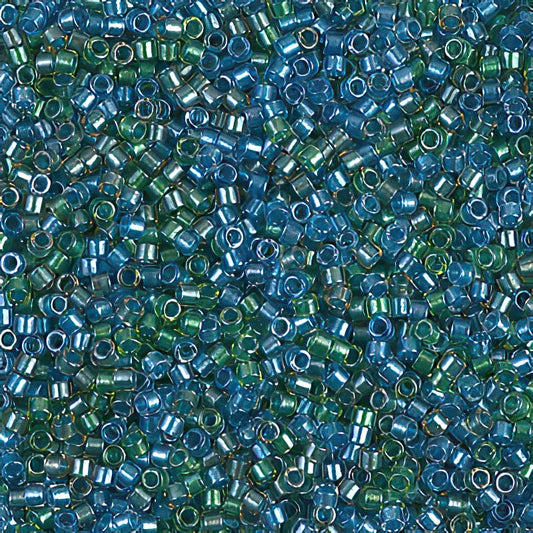 Delica Beads 11/0 - db0985b - Lined Green/Blue Mix 50g