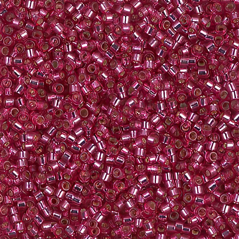 Delica Beads 11/0 - db1341b - Silver Lined Medium Pink Rose Dyed 50g