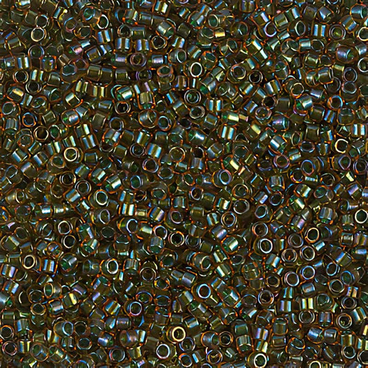 Delica 11/0 Beads - db1741 - Olive Lined Orange AB 7.5g