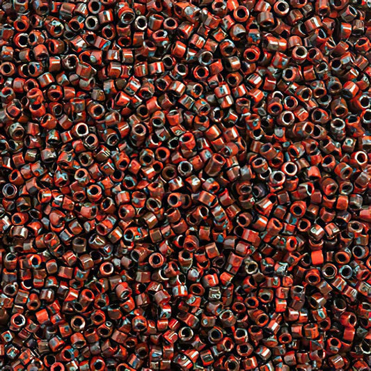 Delica Beads 11/0 - db2263b - Opaque Red Garnet Picasso 50g