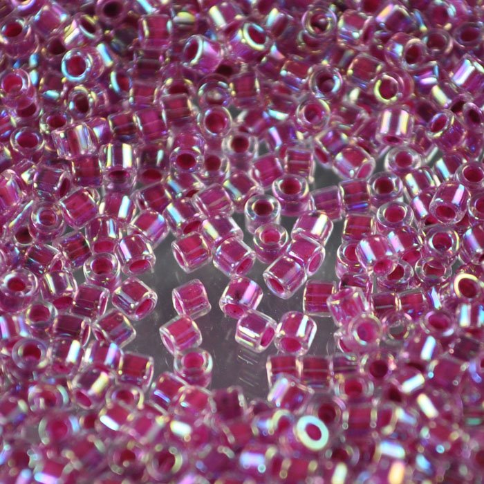 Delica 10/0 Beads - dbm0056 - Magenta Lined AB Dyed 7.5g