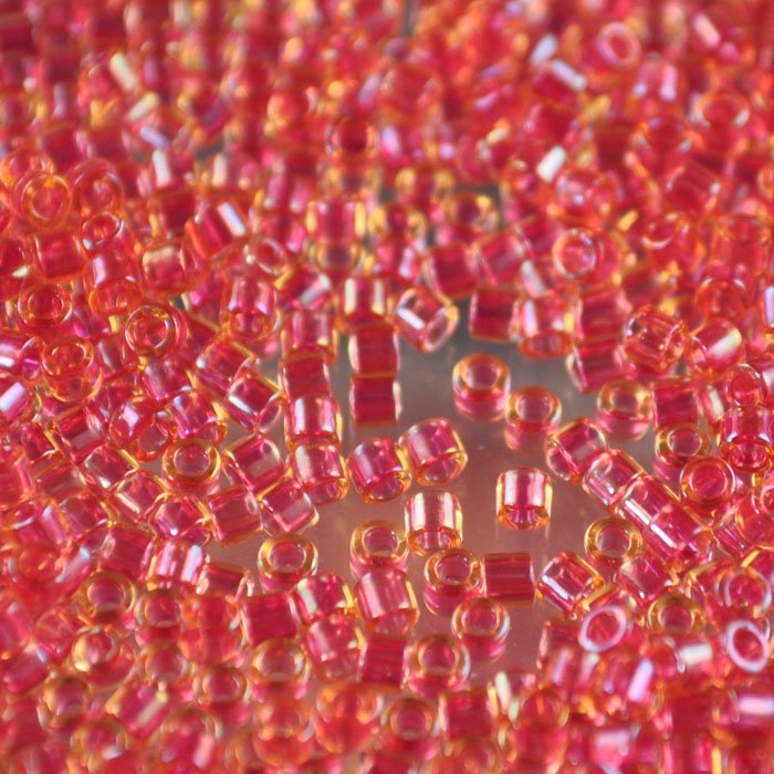 Delica 10/0 Beads - dbm0062 - Light Cranberry Lined AB Dyed 7.2g