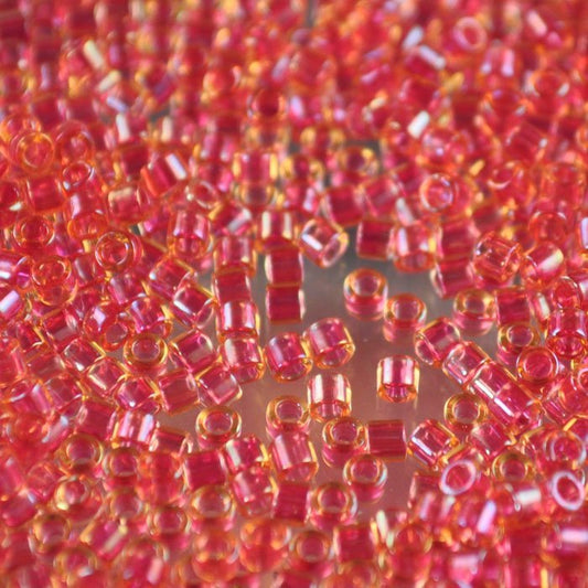 Delica 10/0 Beads - dbm0062 - Light Cranberry Lined AB Dyed 7.2g