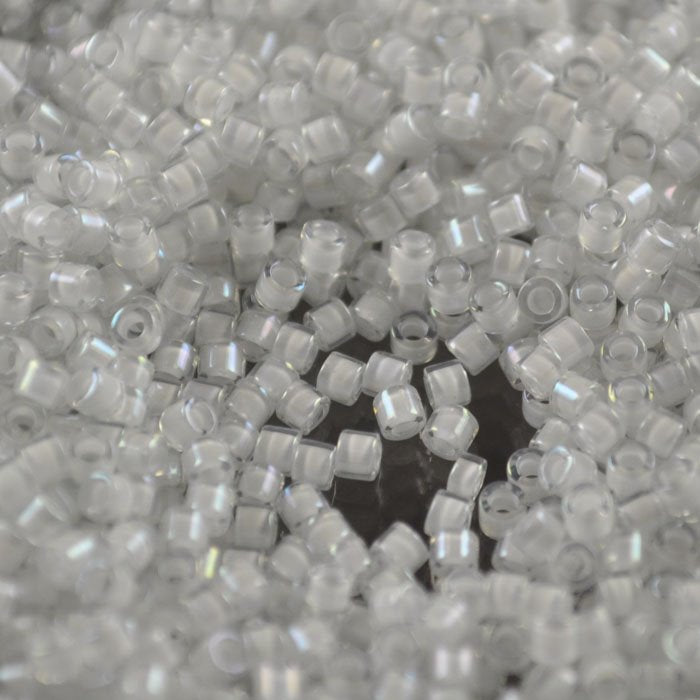 Delica Beads 10/0 - dbm0066b - White Lined Crystal AB Dyed 50g