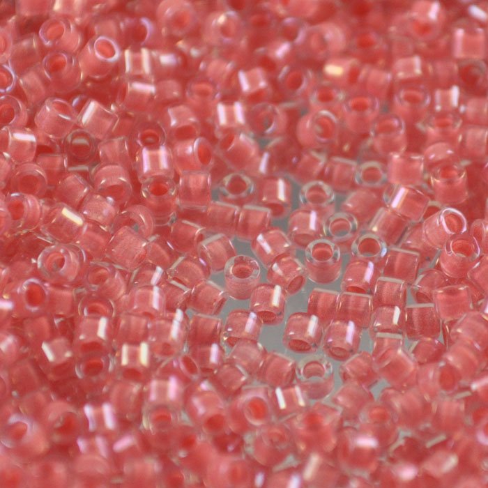 Delica 10/0 Beads - dbm0070 - Coral Lined Crystal AB 5.2g