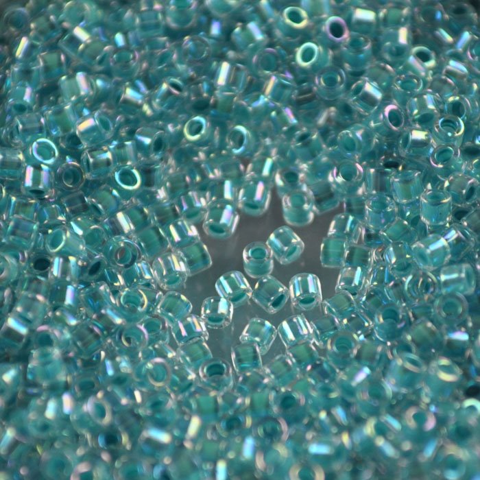 Delica 10/0 Beads - dbm0079 - Turquoise Green Lined Crystal AB 7.5g
