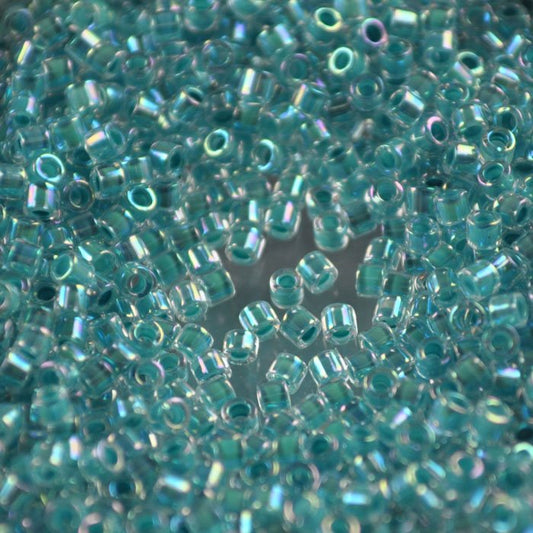Delica 10/0 Beads - dbm0079 - Turquoise Green Lined Crystal AB 7.5g