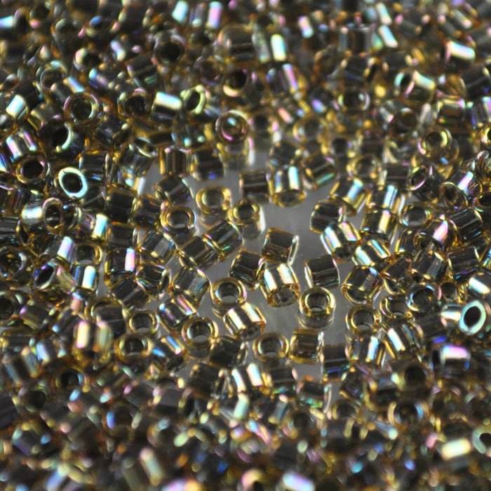 Delica 10/0 Beads - dbm0089 - Blue Lined Light Topaz AB Dyed 7.5g