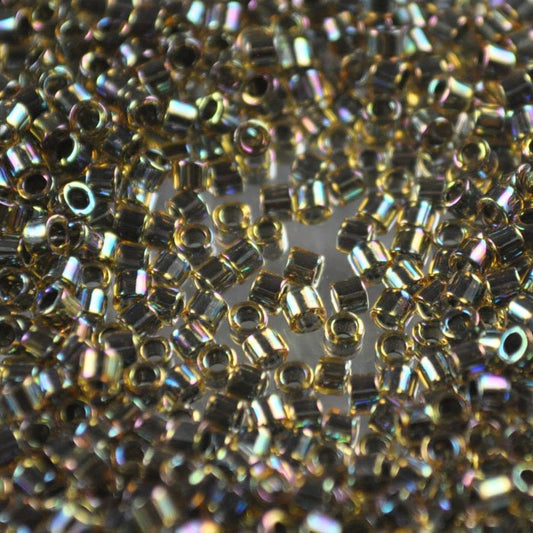 Delica 10/0 Beads - dbm0089 - Blue Lined Light Topaz AB Dyed 7.5g