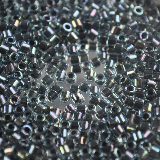 Delica Beads 10/0 - dbm0286b - Midnight Blue Lined Aqua AB Dyed 50g