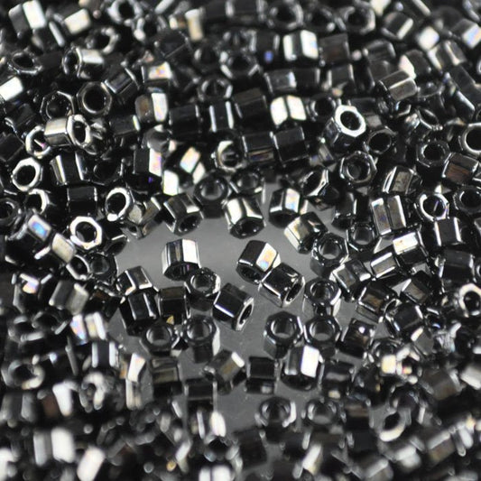 Delica 10/0 Hex-cut Beads - dbmc0001 - Gunmetal 5.2g