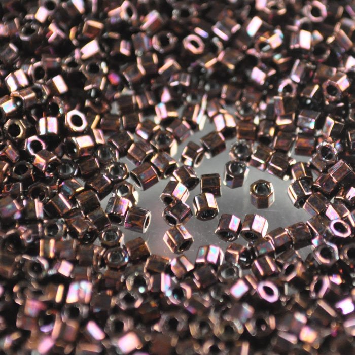 Delica 10/0 Hex-cut Beads - dbmc0012 - Metallic Dark Raspberry 7.5g