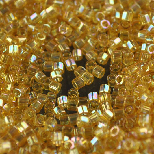Delica 10/0 Hex-cut Beads - dbmc0100 - Transparent Light Topaz AB 5.2g