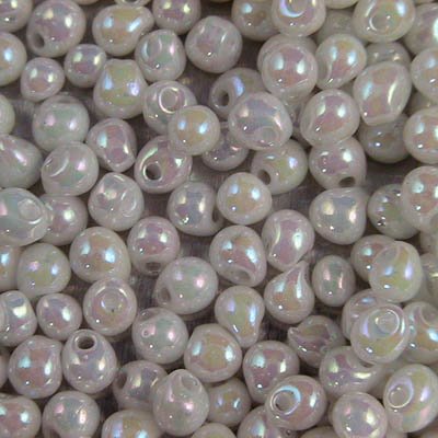 Miyuki - 3.4mm Fringe Drops - Opaque White AB (tube)
