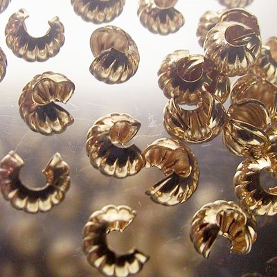 Crimp Bead Covers Fluted - 4mm - Gold Plated (24)
