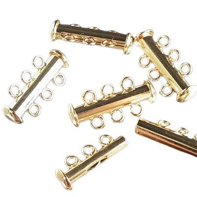 Clasp - 3-Strand - Slide Tube - Gold Plated
