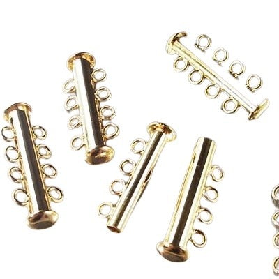 Clasp - 4-Strand - Slide Tube - Gold Plated